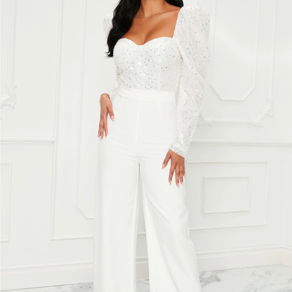 Out Of A Dream Sequin Jumpsuit - White